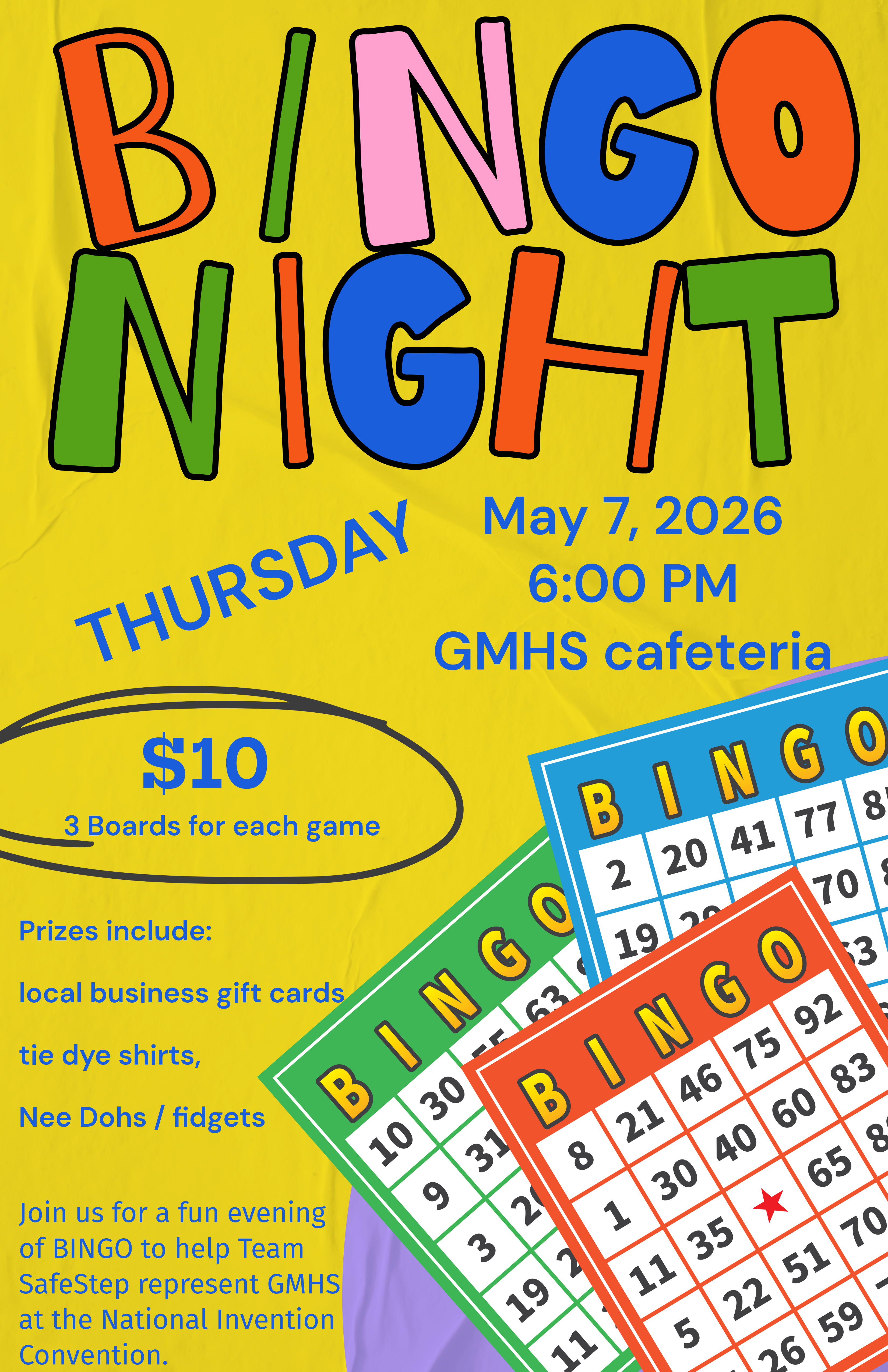 Bingo Night - Thursday May 7, 2026 - GMHS Cafe