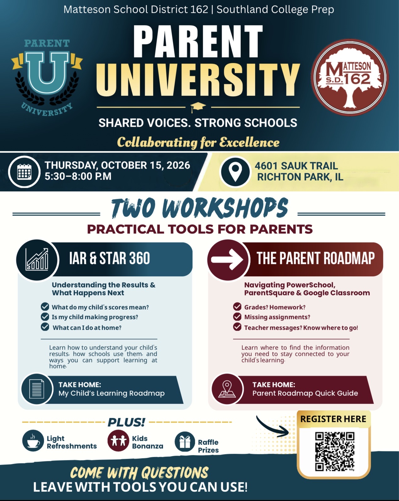 SAVE THE DATE: PARENT UNIVERSITY IS BACK! THURSDAY, OCT. 15TH!