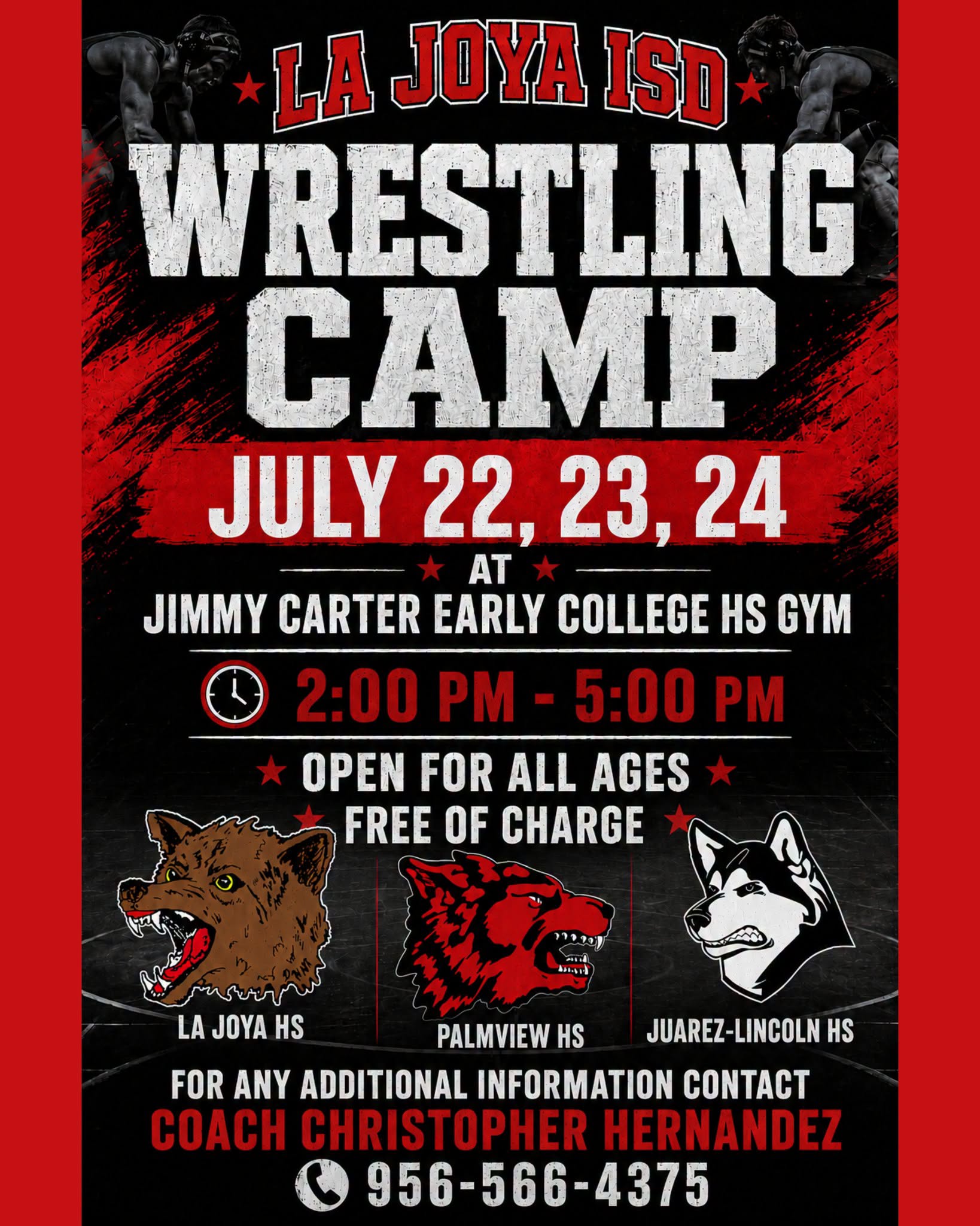 🤼 Ready to hit the mat? Join us this summer at the La Joya ISD Wrestling Camp! 💪🔥