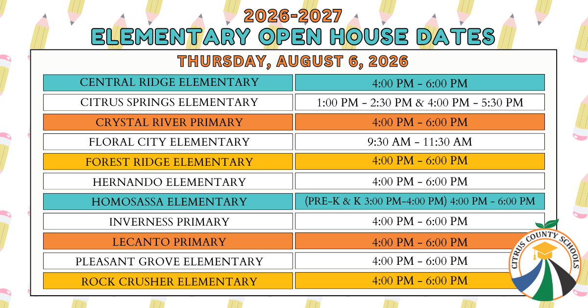 2026/2027 OPEN HOUSE DATES