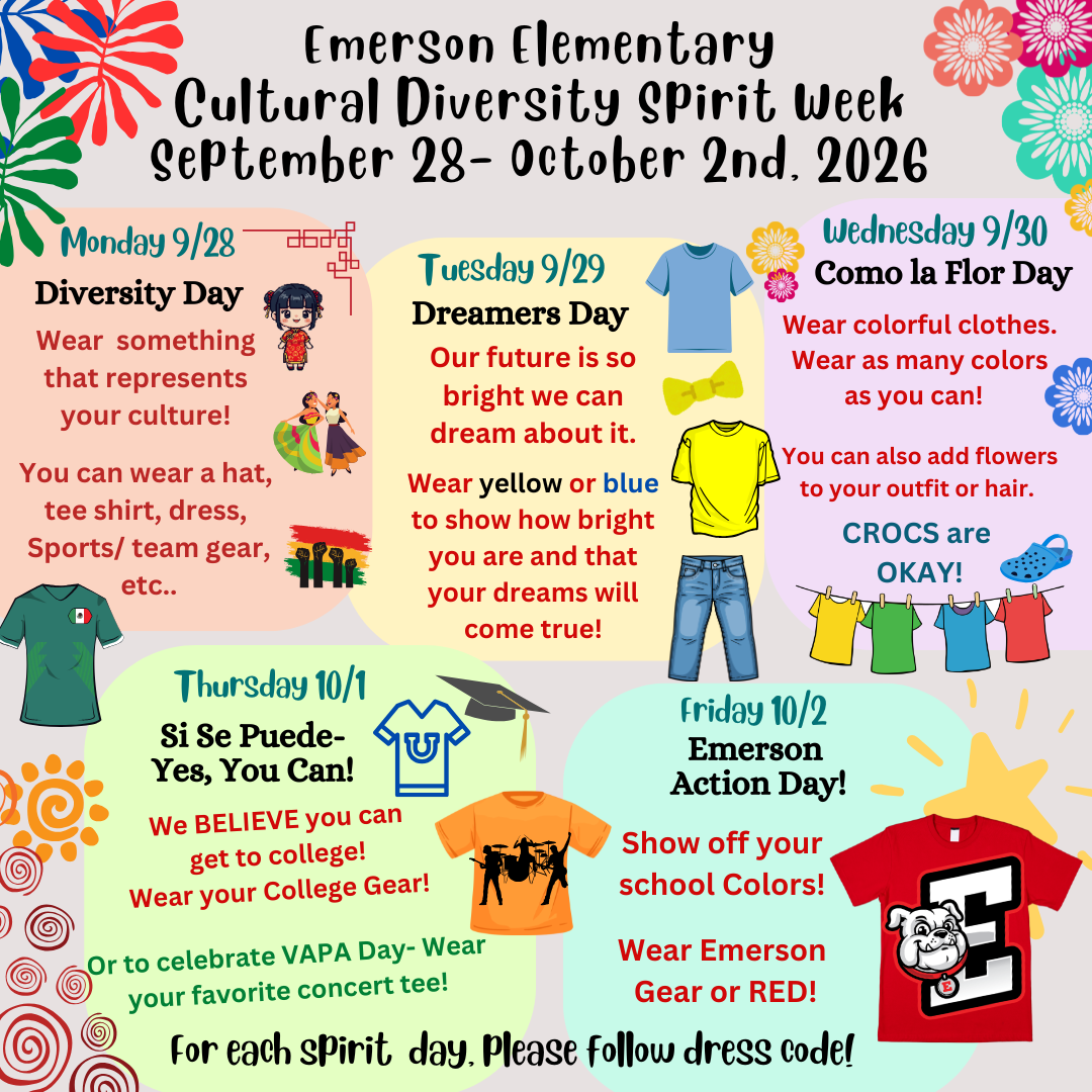 Cultural Diversity Spirit Week 9/28-10/2