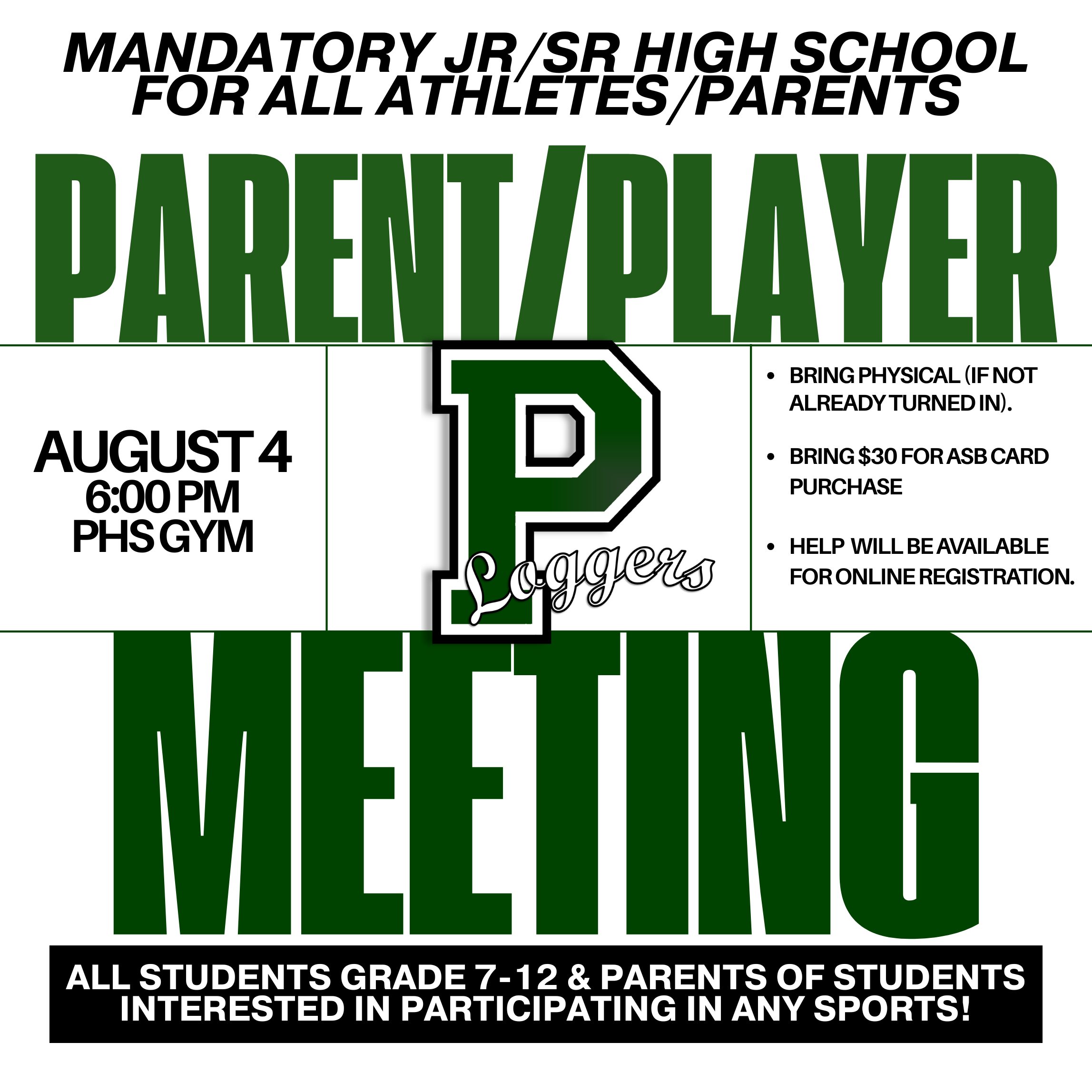 Mandatory Player/Parent Athletic Meeting 