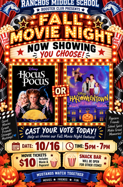 RMS Parent Boosters Movie Night on Friday 10/16!