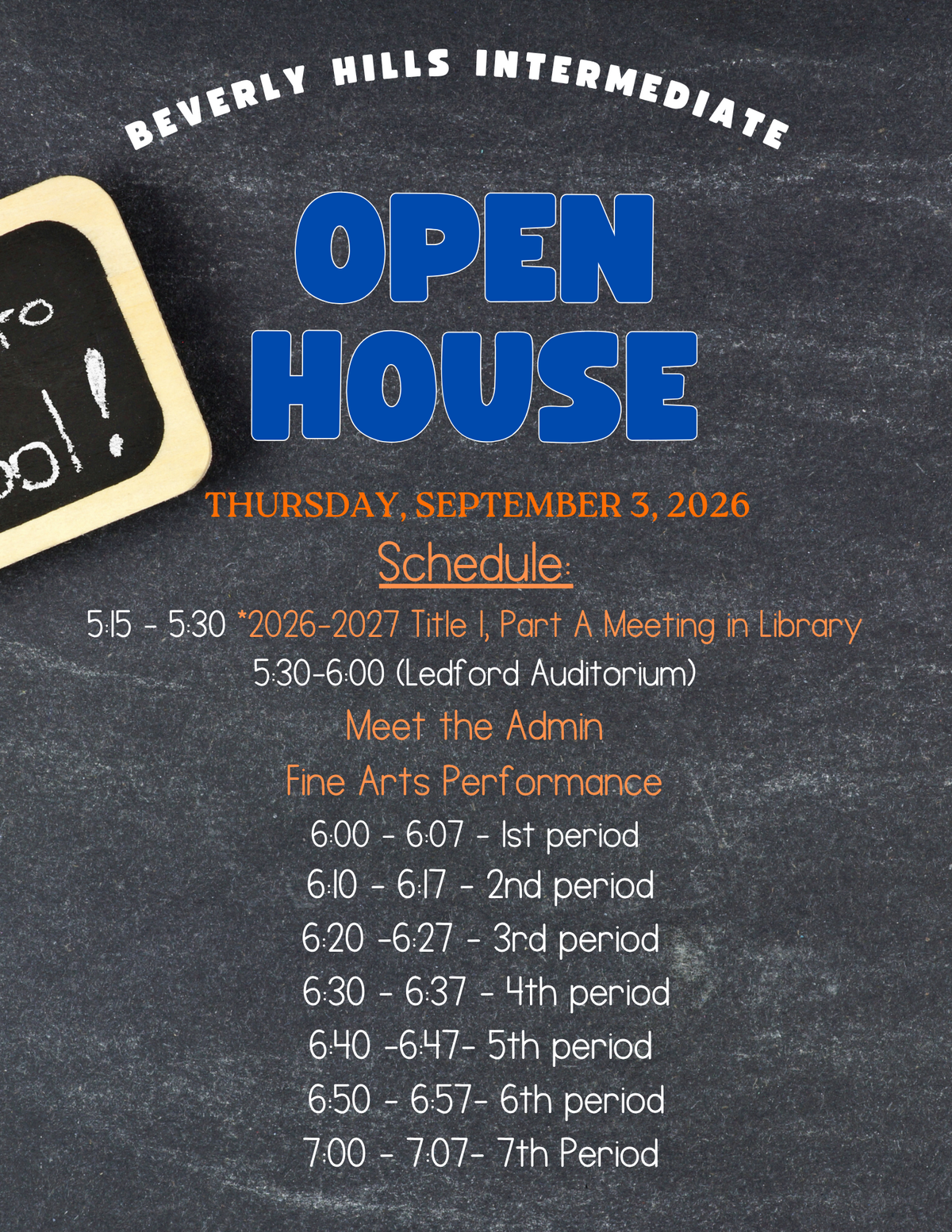 Open House - September 3rd 