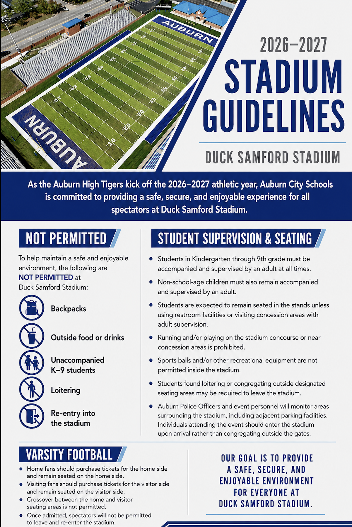 Duck Samford Stadium Guidelines