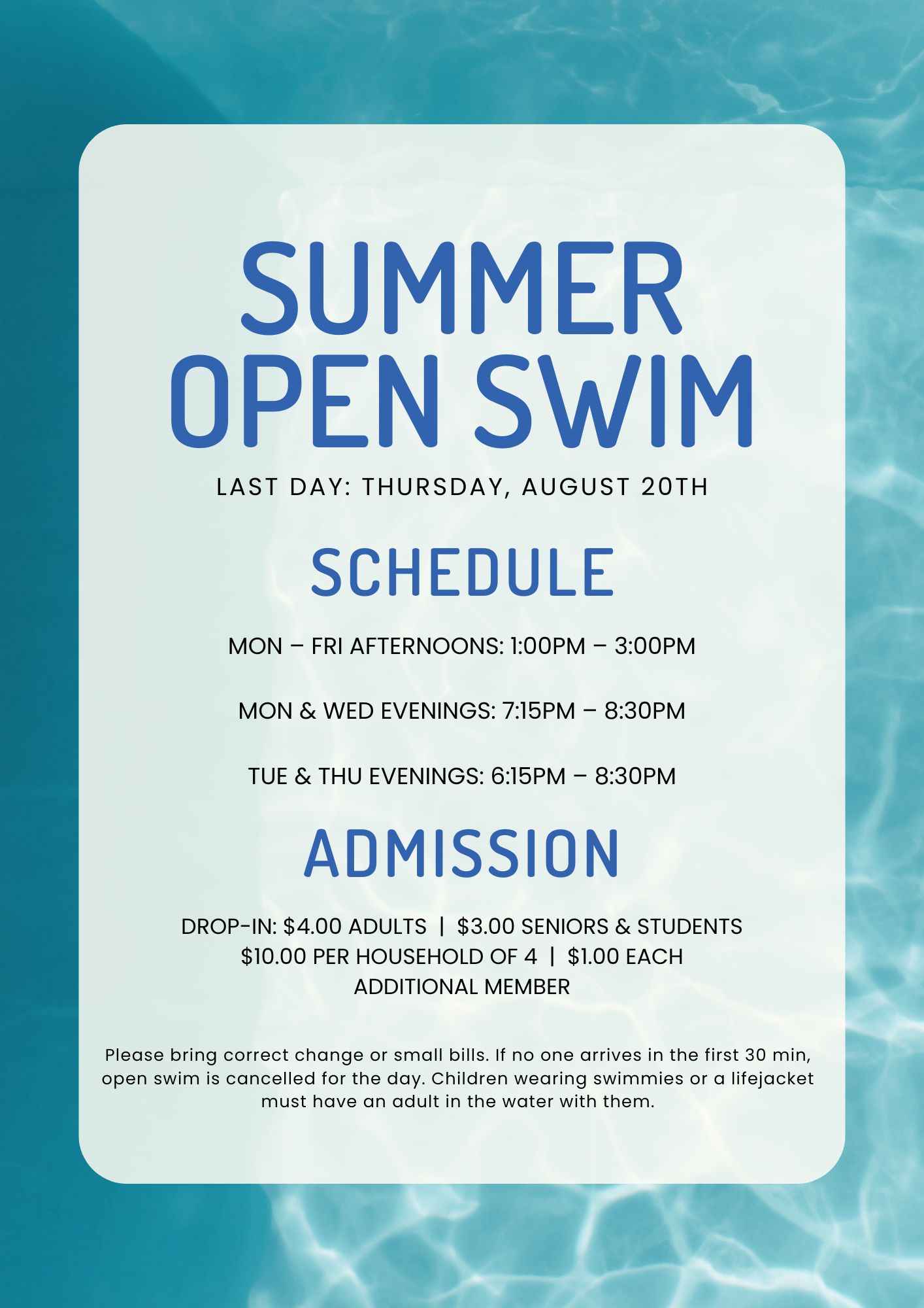 Summer open swim!