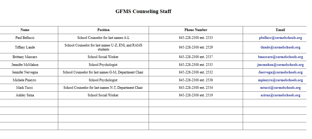 Parent Teacher Conferences- Guidance Department 