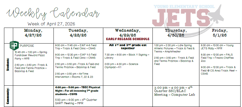 Weekly Update - Week of 4/27/26
