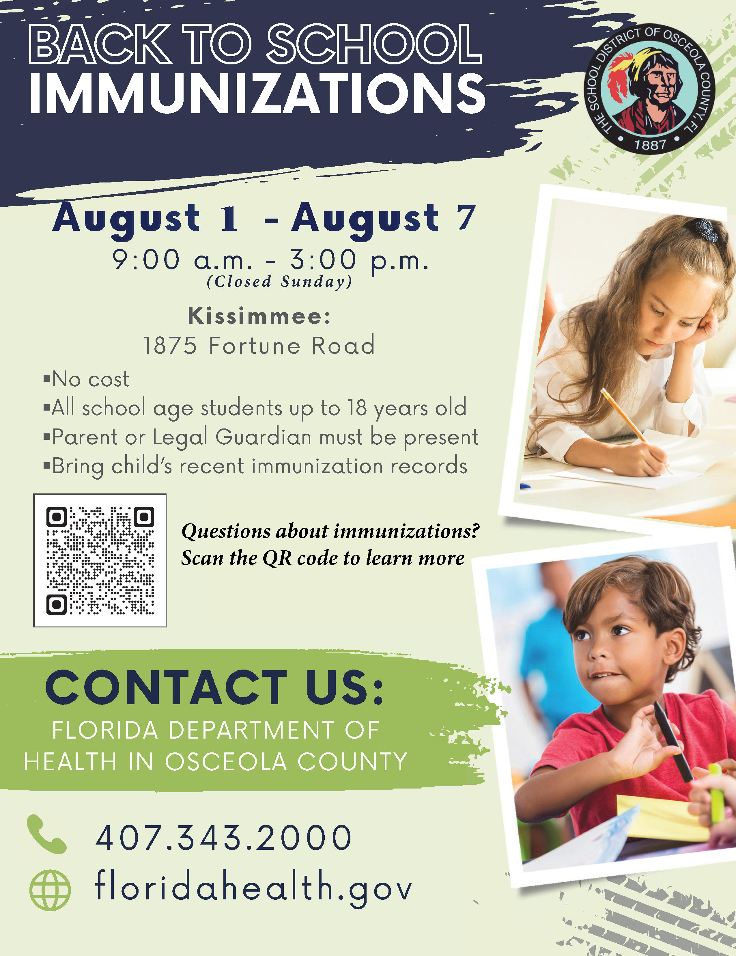 Back to School Immunizations at no cost!
