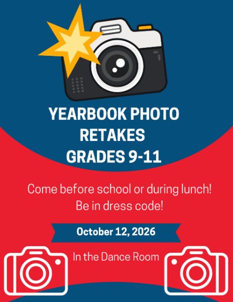 Yearbook Photo Retakes for 9-11 Grade- October 12