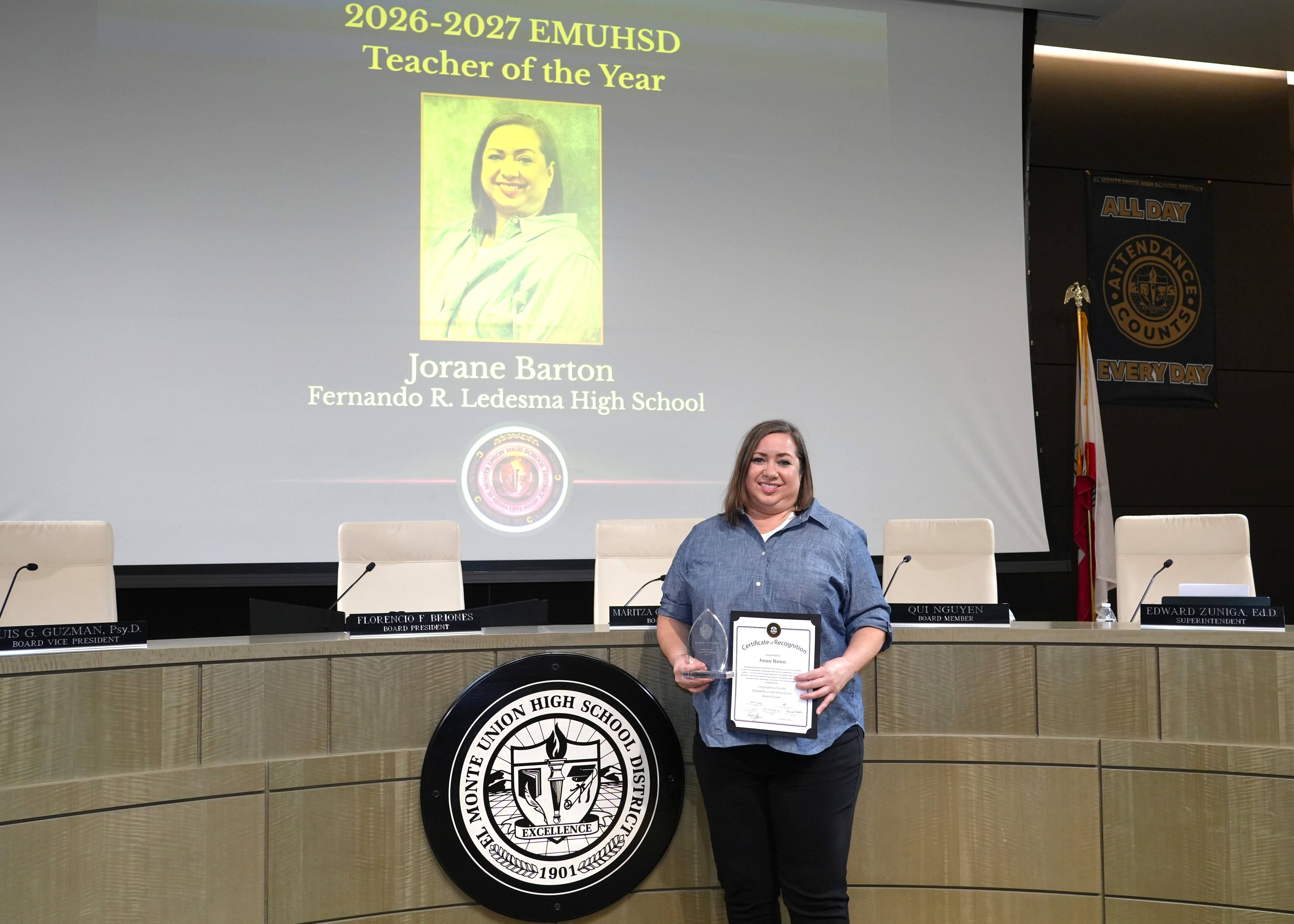 El Monte Union Names Jorane Barton 2026-27 Teacher of the Year