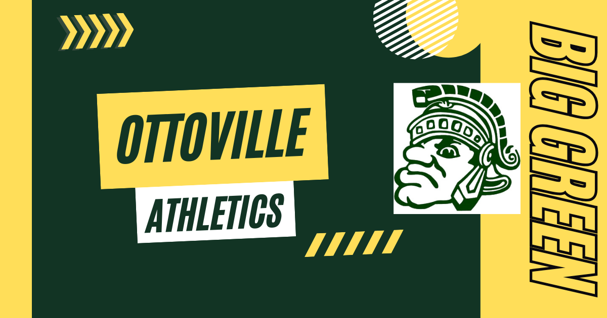 Graphic design featuring the text "OTTOVILLE ATHLETICS" and a green mascot head.
