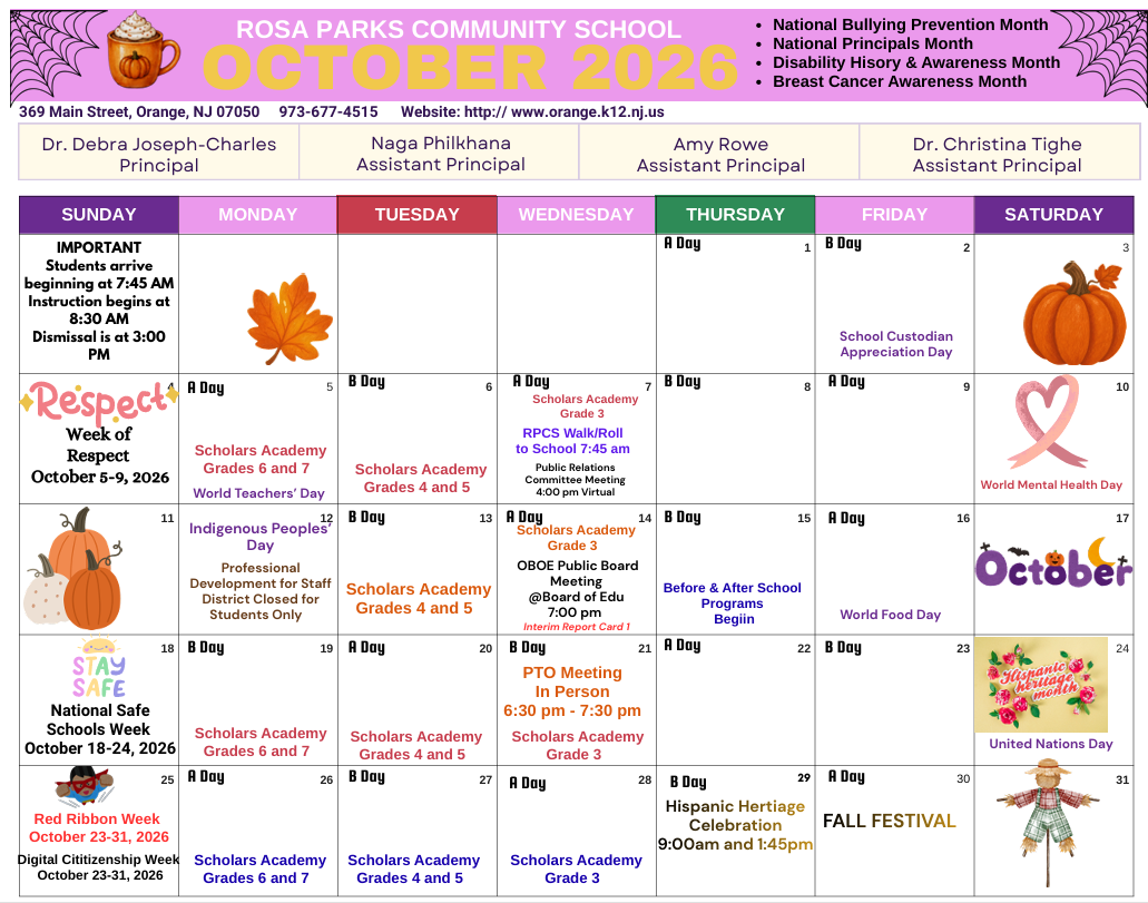 🍂 RPCS Families, our October 2026 calendar is here! 🍂