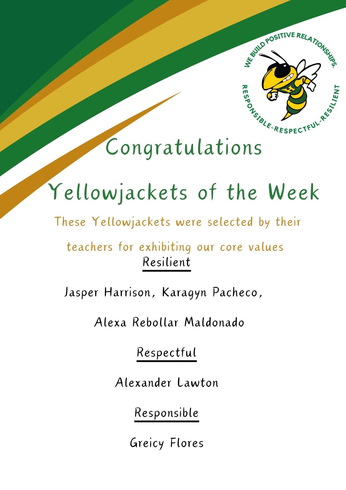 Yellowjackets of the Week 