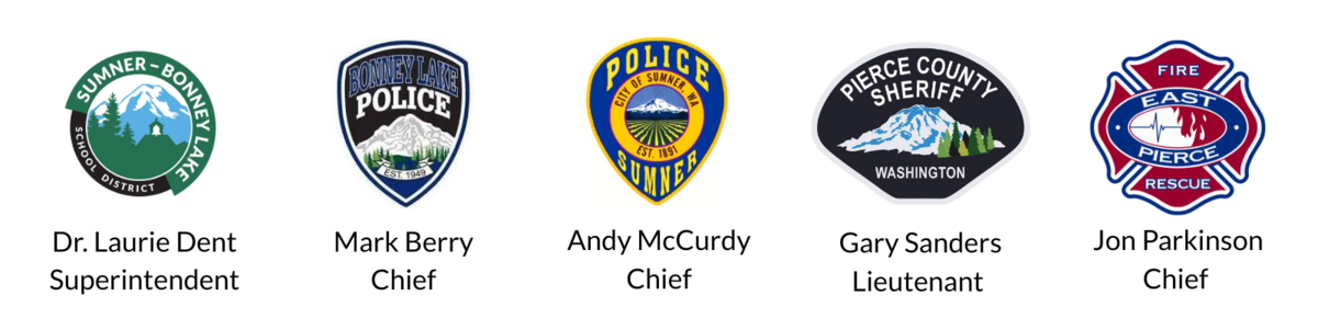 Logos of the school district and emergency response organizations