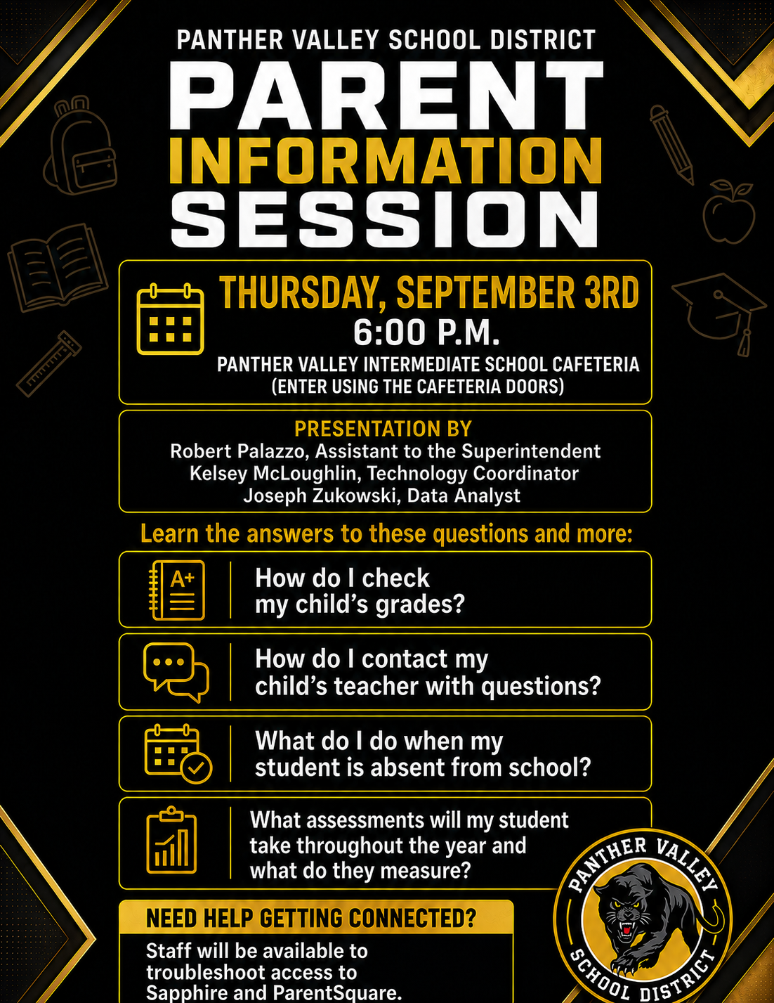PVSD Parent Information Session @ Panther Valley Intermediate Cafeteria