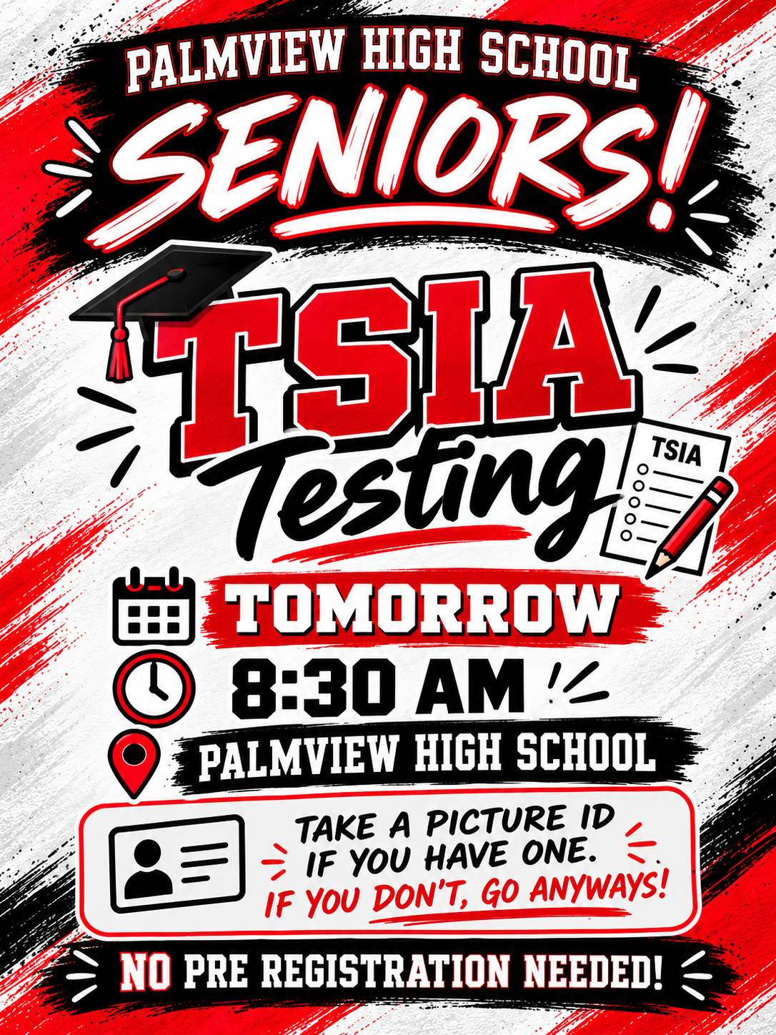 🎓🐺 ATTENTION SENIORS! TSI TESTING TOMORROW ❤️🖤