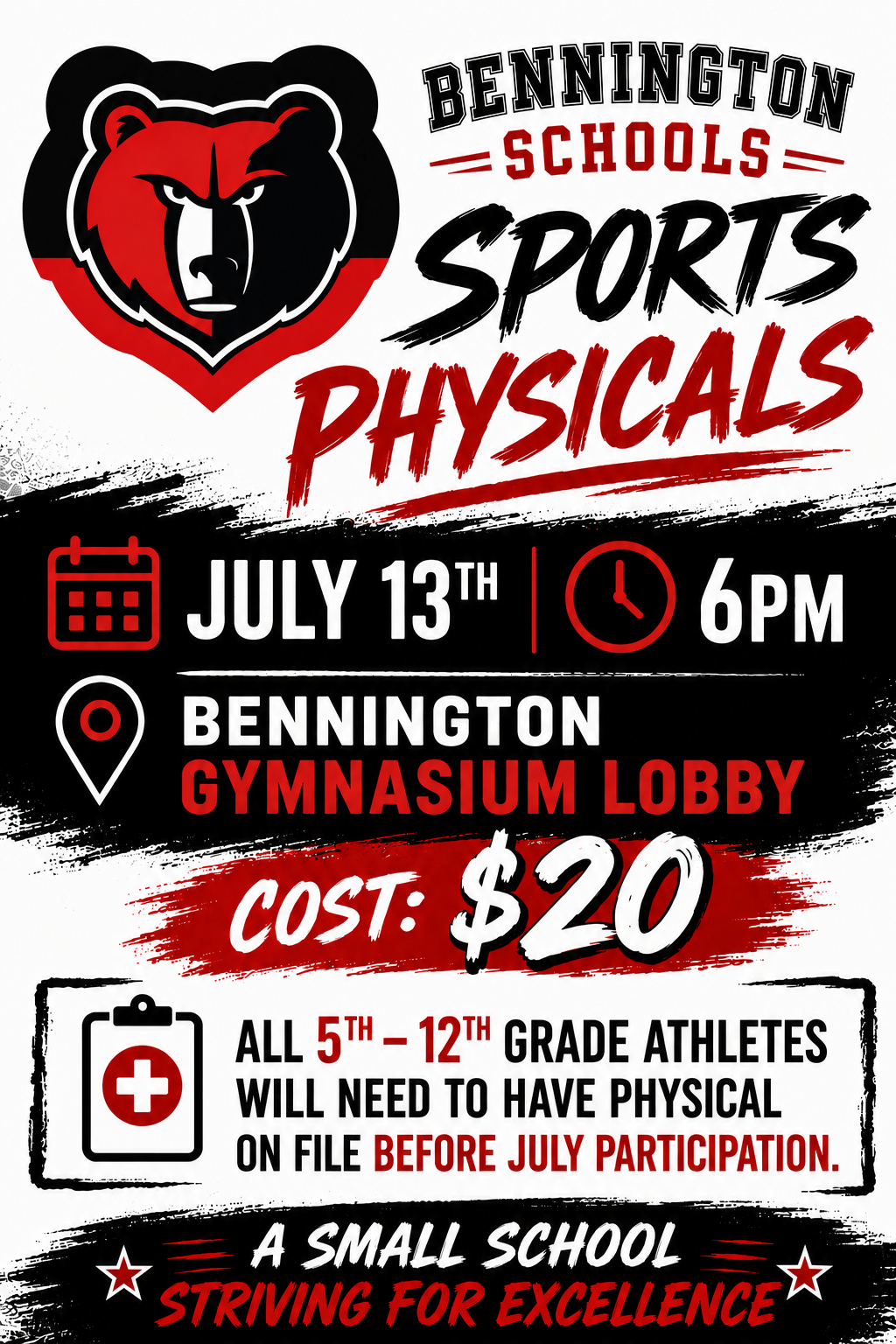 Sports Physicals July 13th