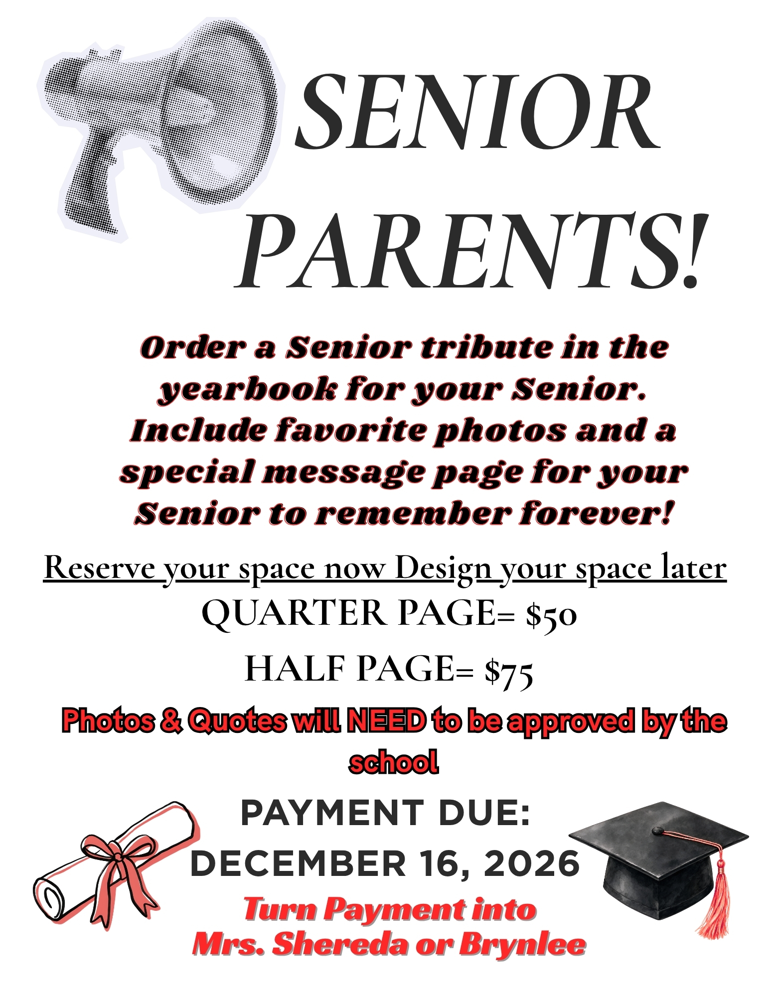Class of 2027 Senior Yearbook Tributes - Payment Due 12/16/2026