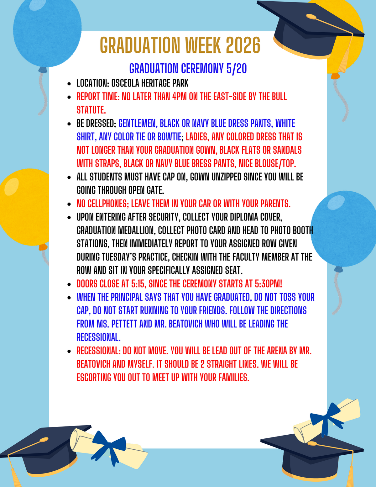 Graduation Ceremony and Diploma Pickup