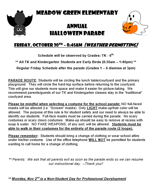 Halloween Parade -Oct 30