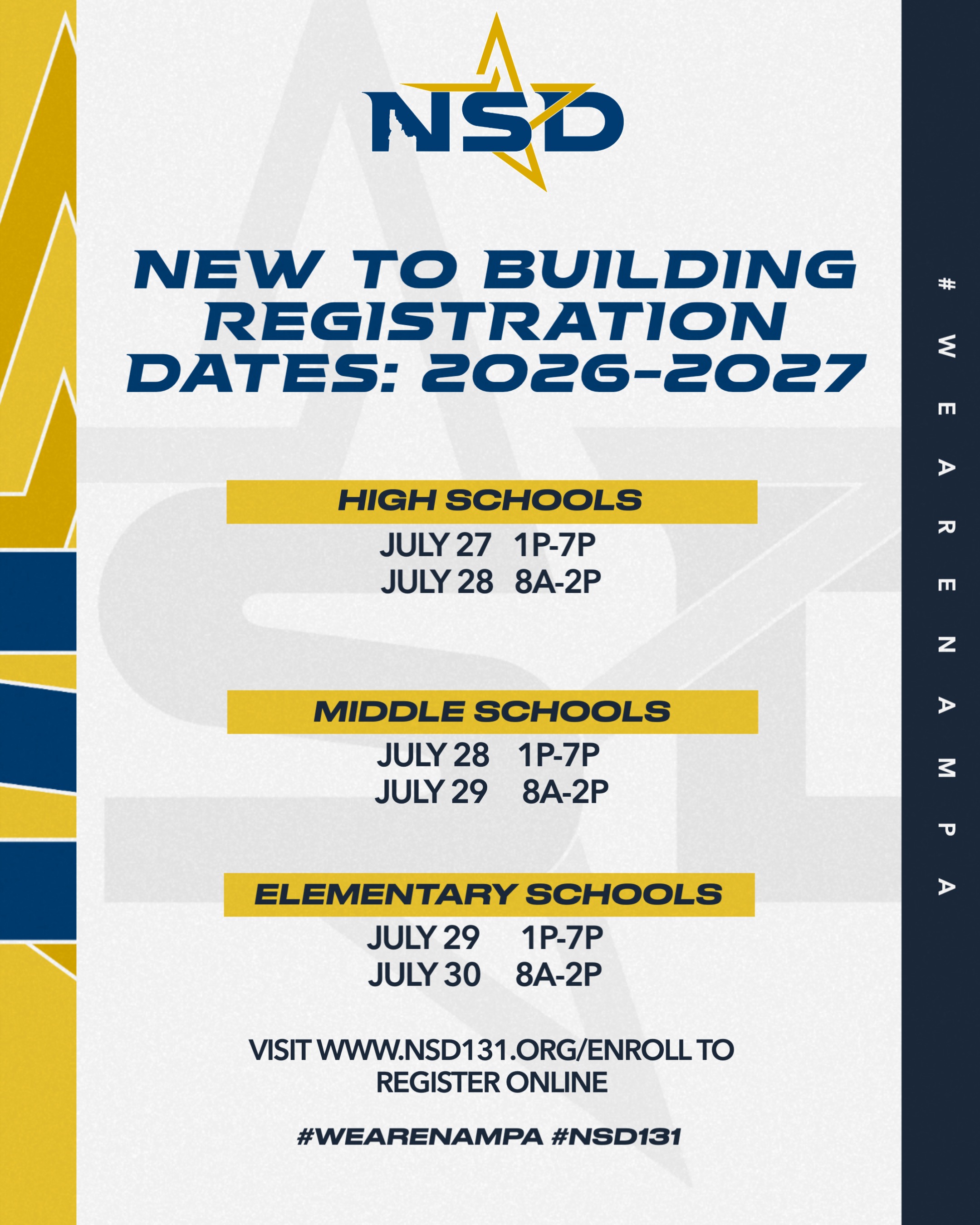 2026-2027 New to Building Registration Dates