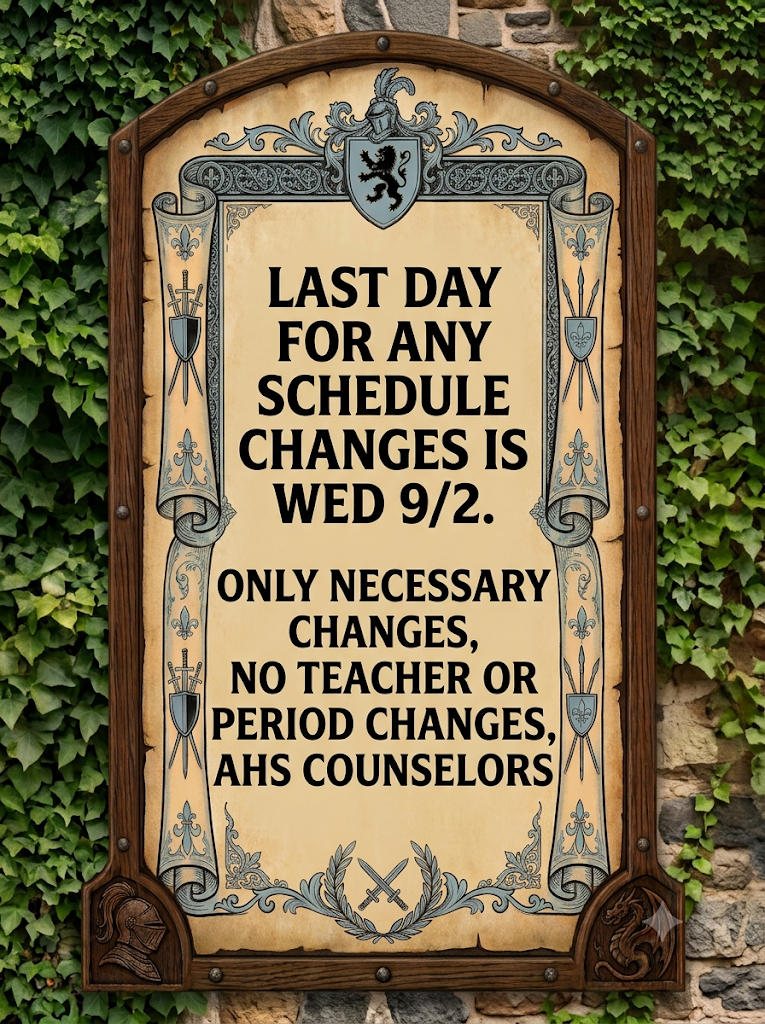 Last Day For Schedule Changes 9/2