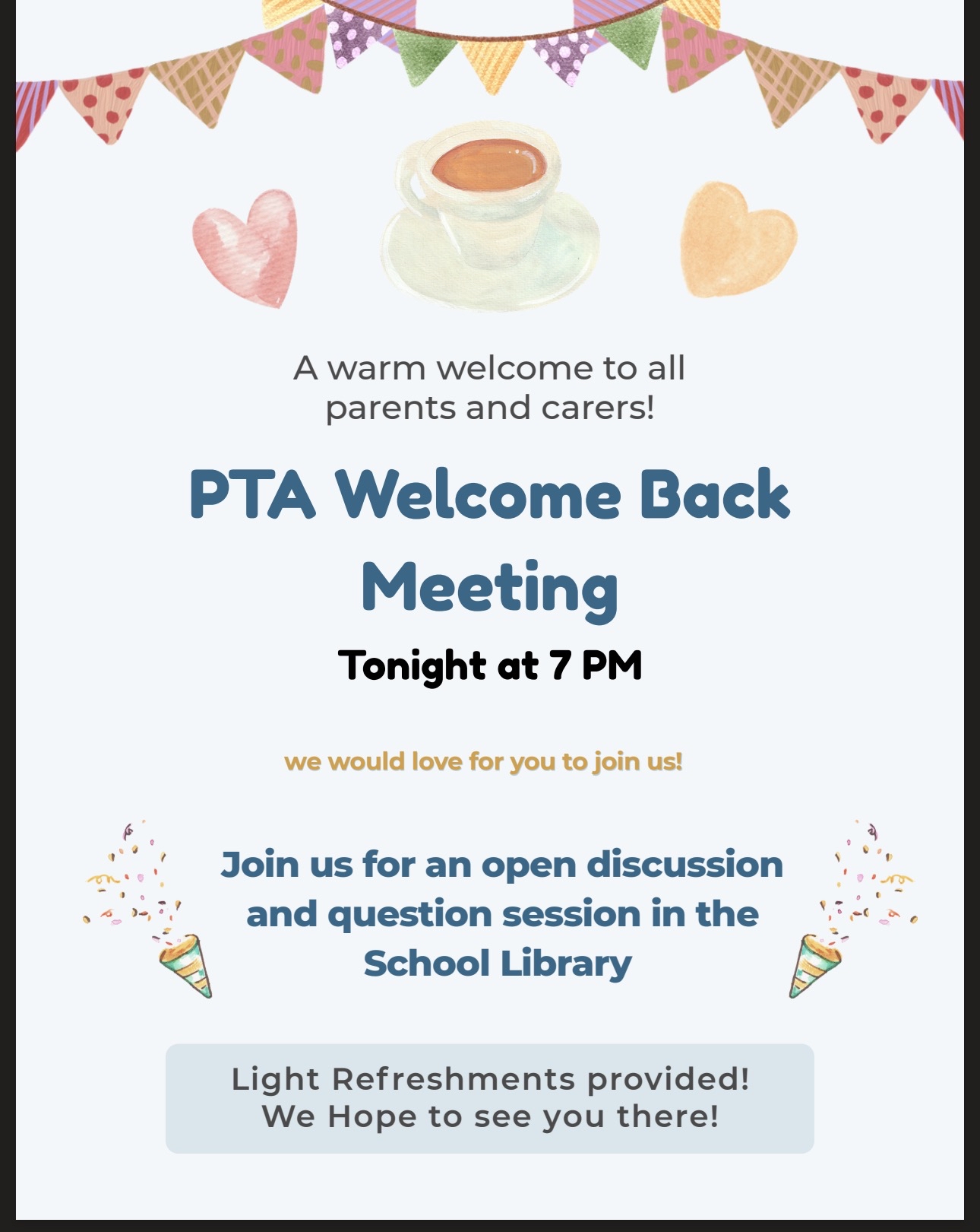 Tonight (Sept. 15): PTA Welcome Back Meeting