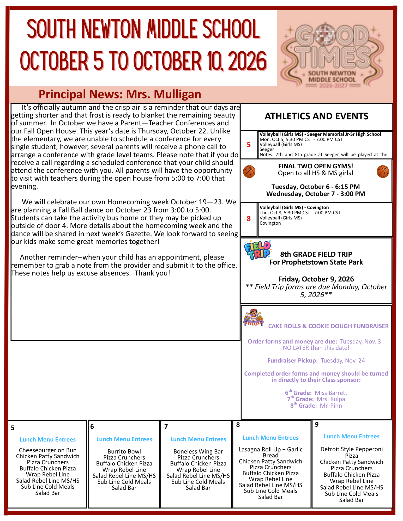 SNMS Gazette October 5 - 10, 2026
