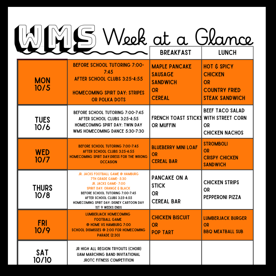 10/5 WMS Week at a Glance