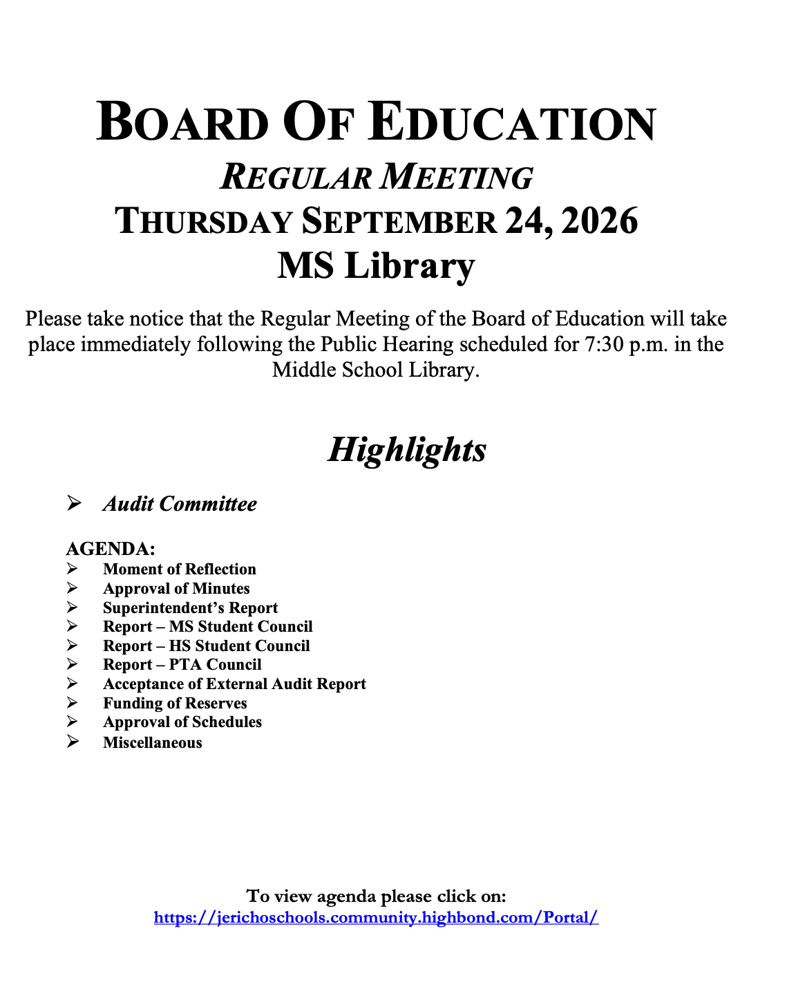 Board of Education Meeting – September 24, 2026 + How to Join Live!