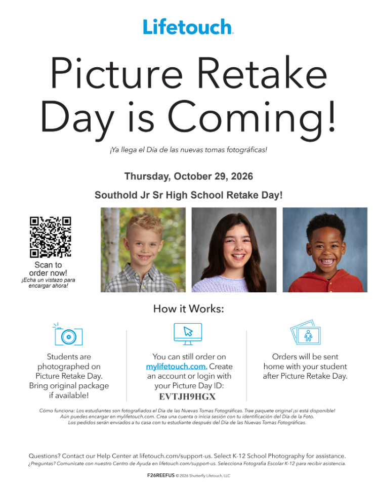 Underclass Picture Retake Day - October 29, 2026