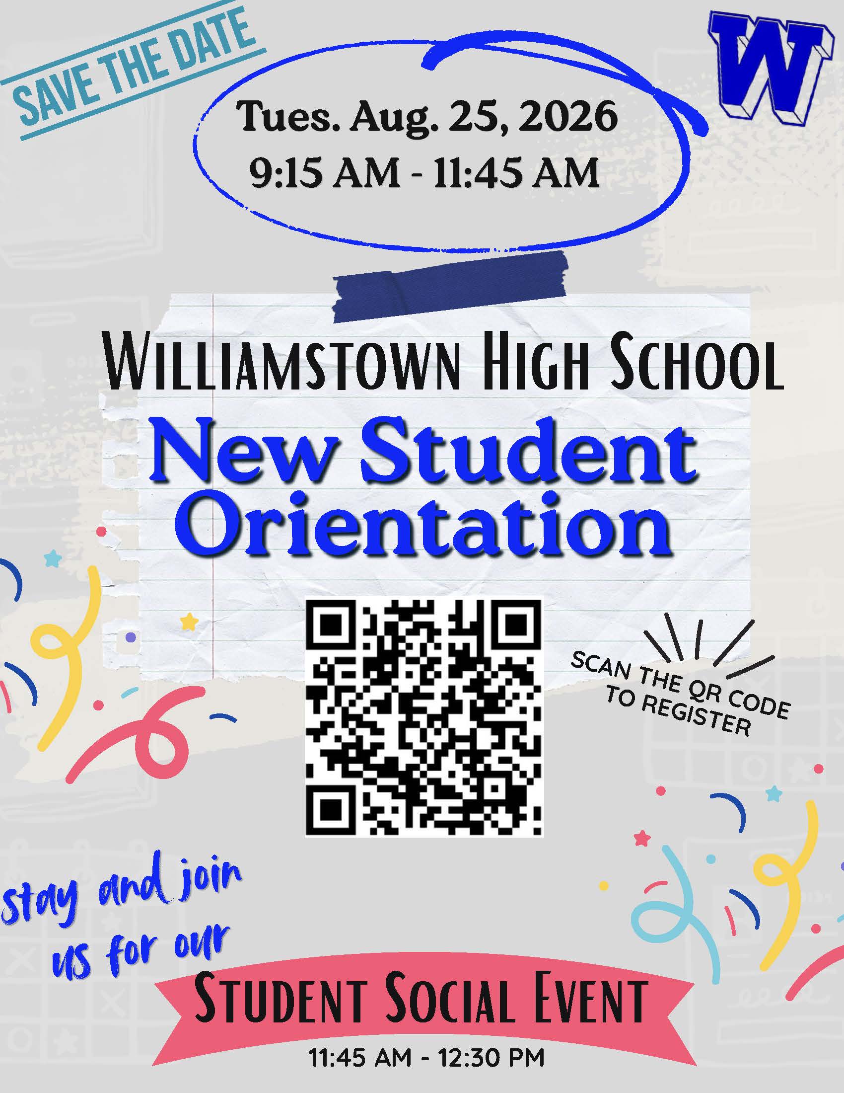 WHS New Student Meeting – August 25