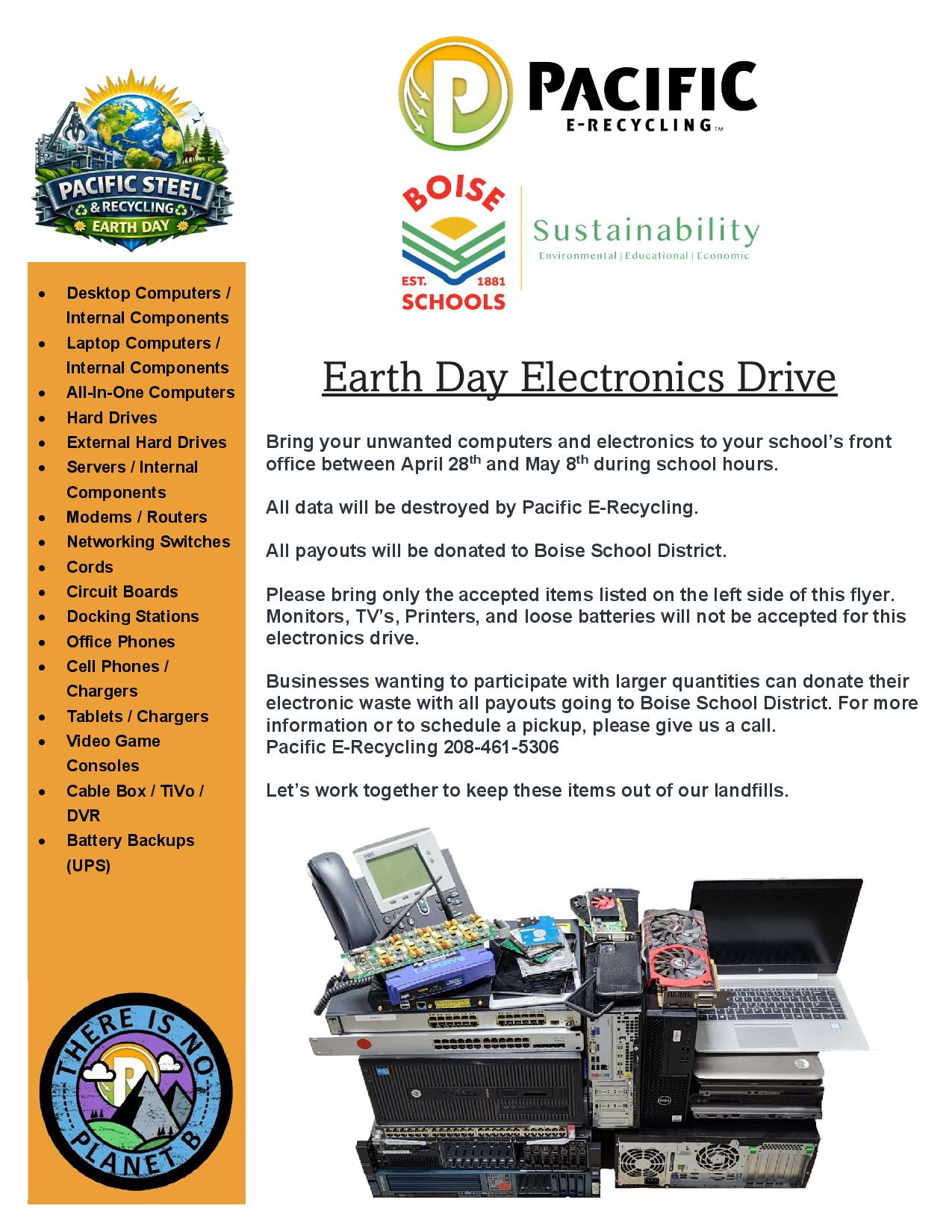 Earth Day Electronics Drive - April 28th-May 8th