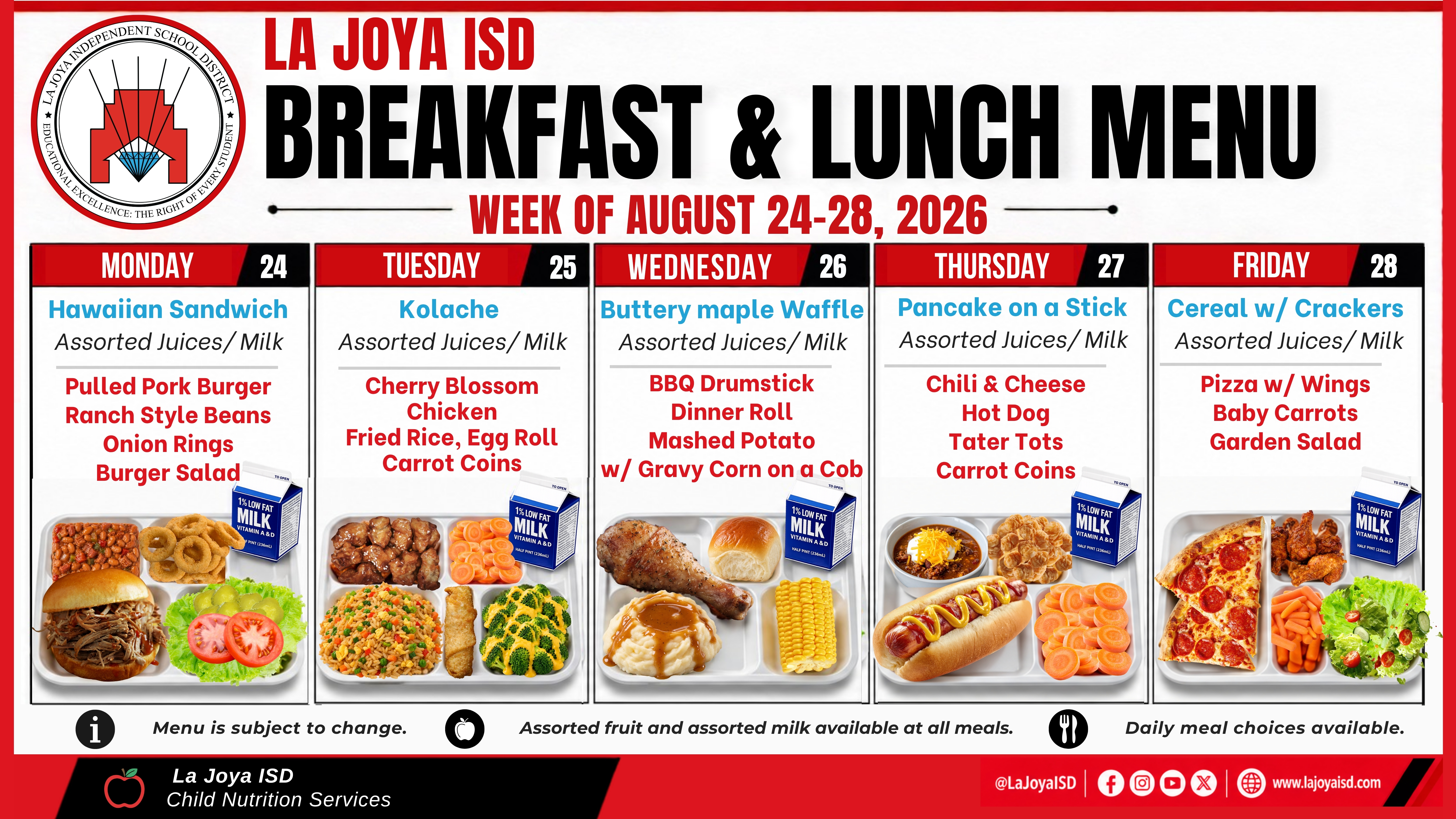 See what's cooking in our cafeterias this week!
