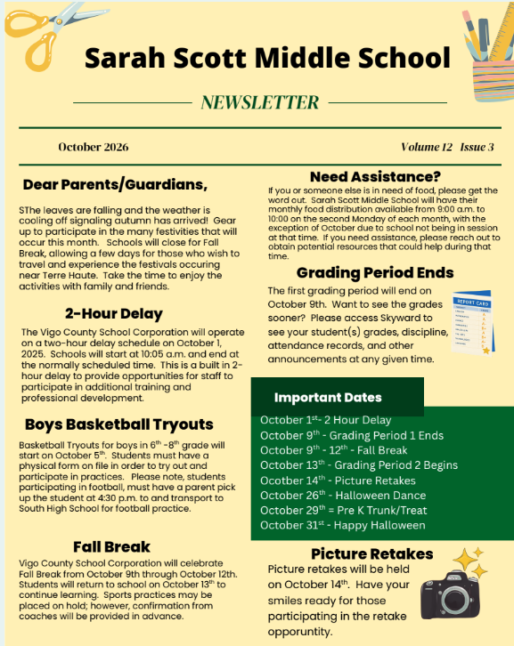 Sarah Scott October Newsletter