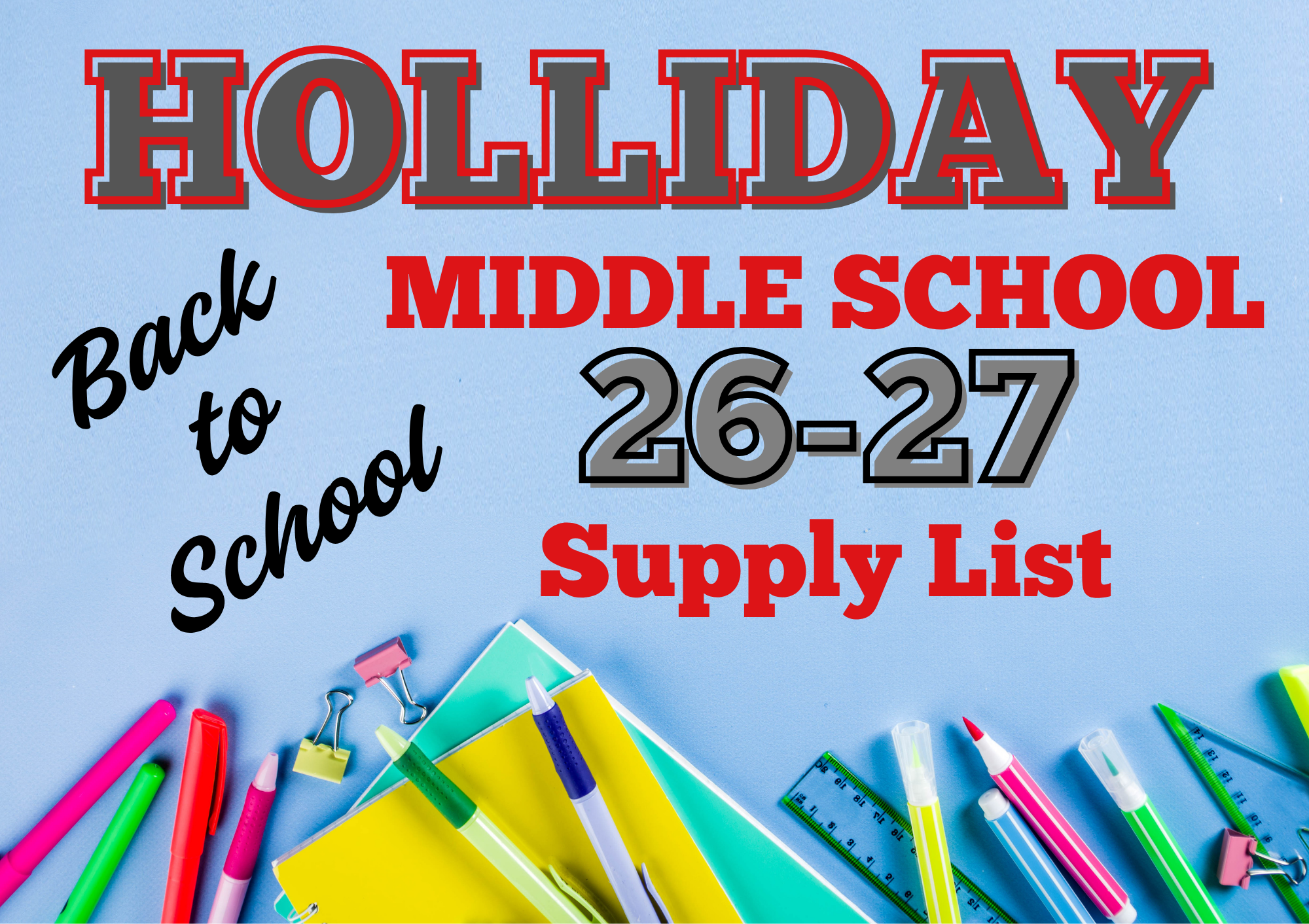 2026-2027 HMS School Supply List