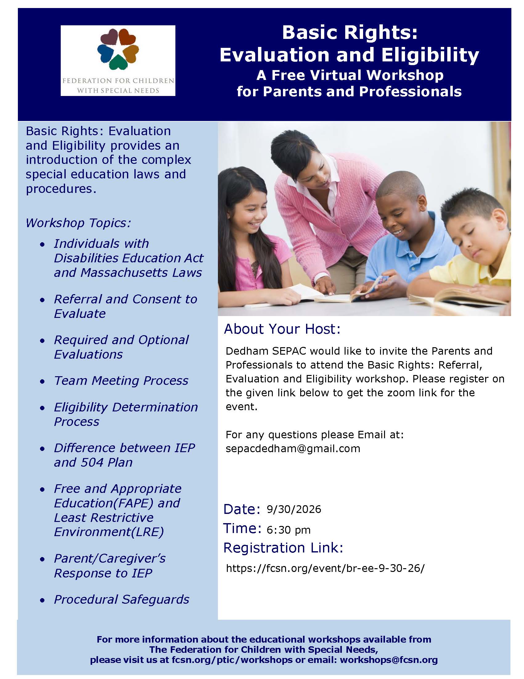 SEPAC Event - Basic Rights:  Evaluation and Eligibility