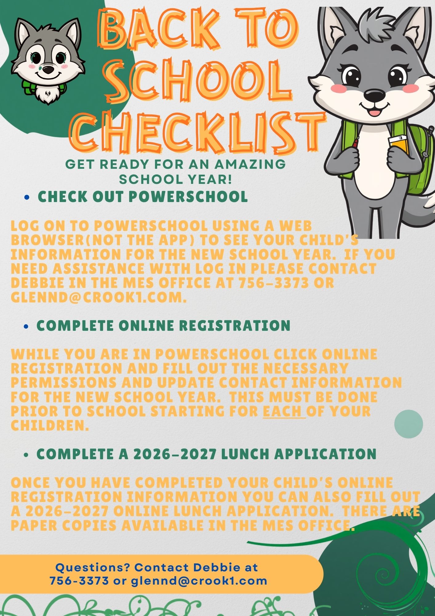 Back to School Information 