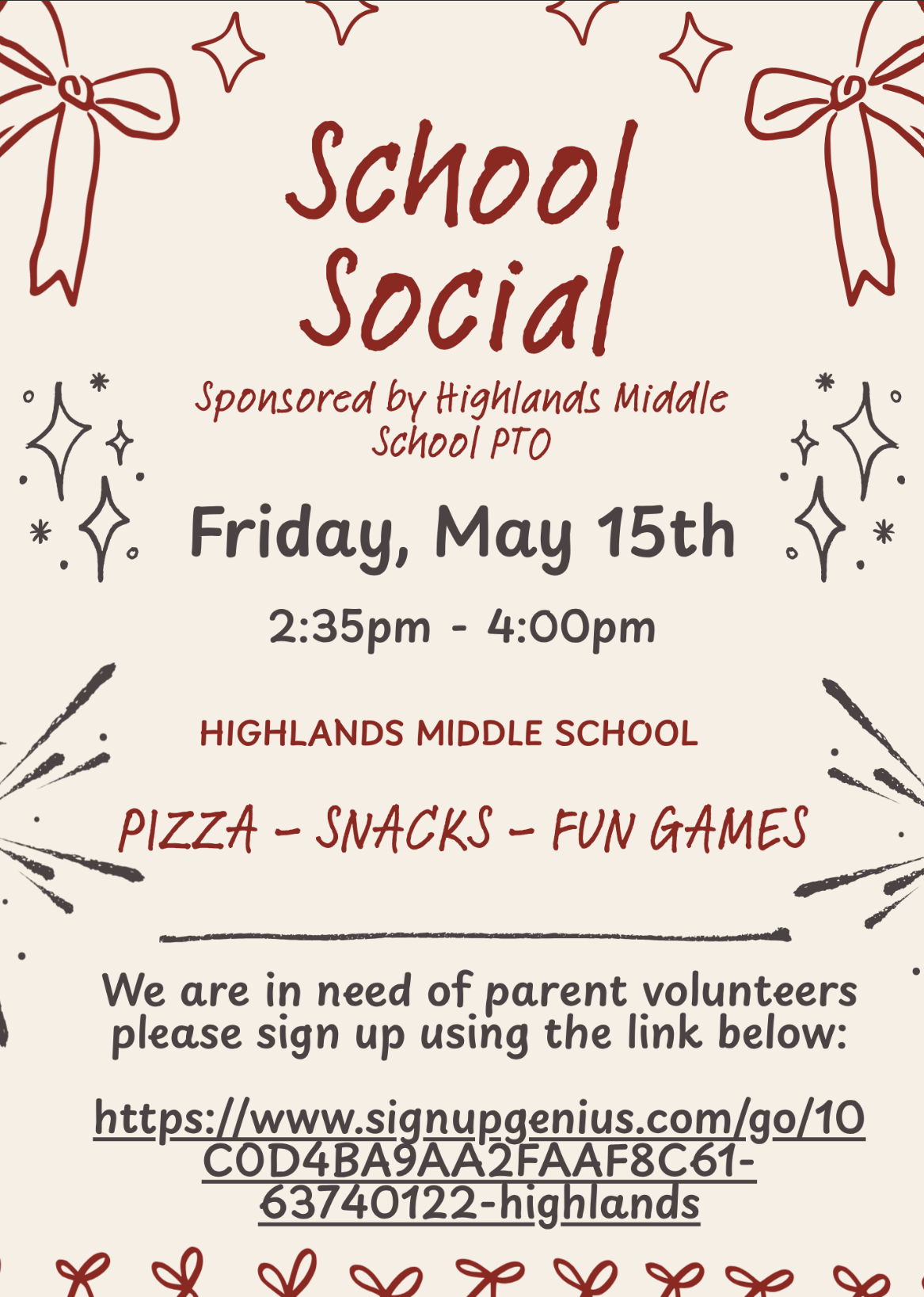 Highlands PTO Social on 5/15/26