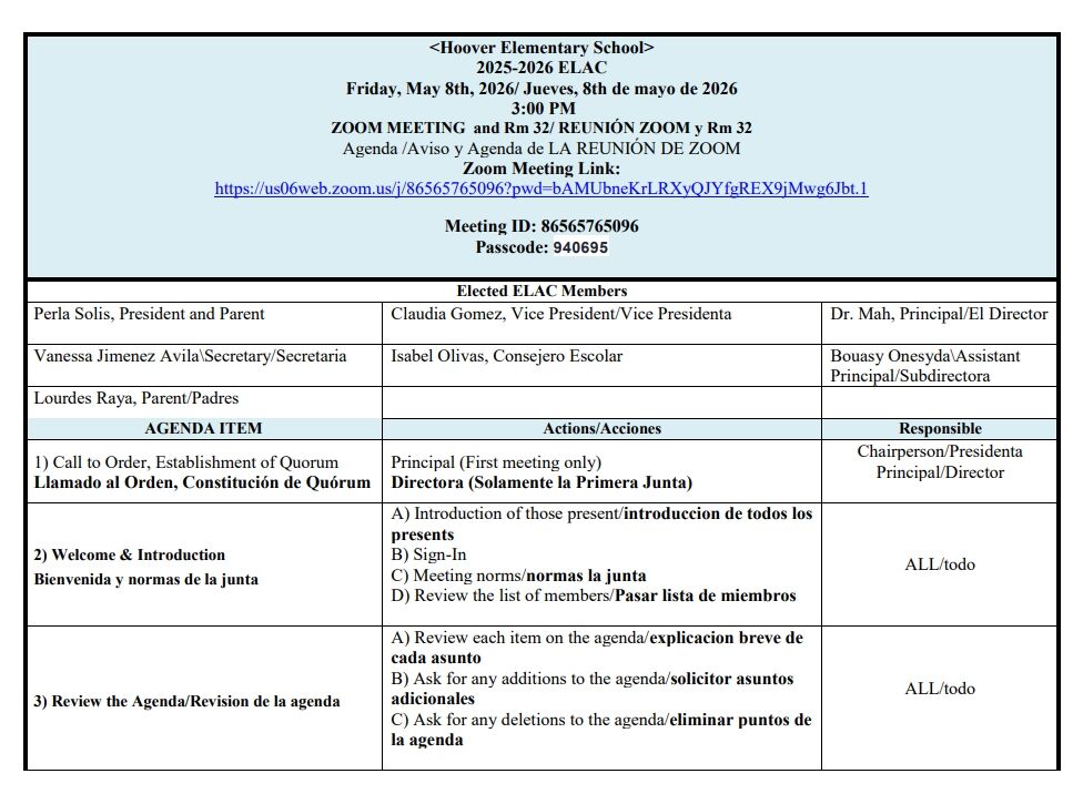 Agenda ELAC 4 5/6/26