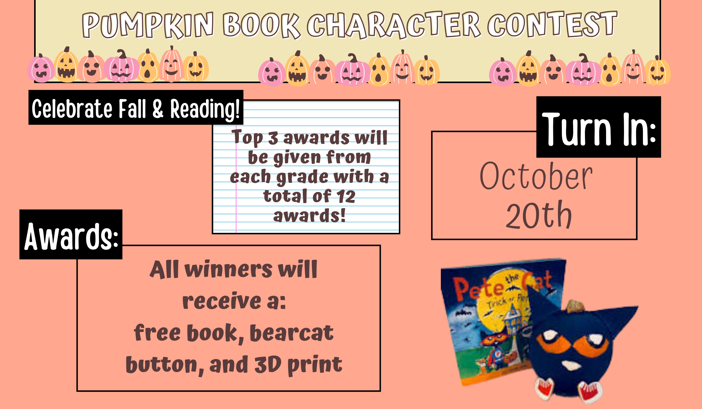 DUE OCT 20 PUMPKIN BOOK CHARACTER CONTEST!