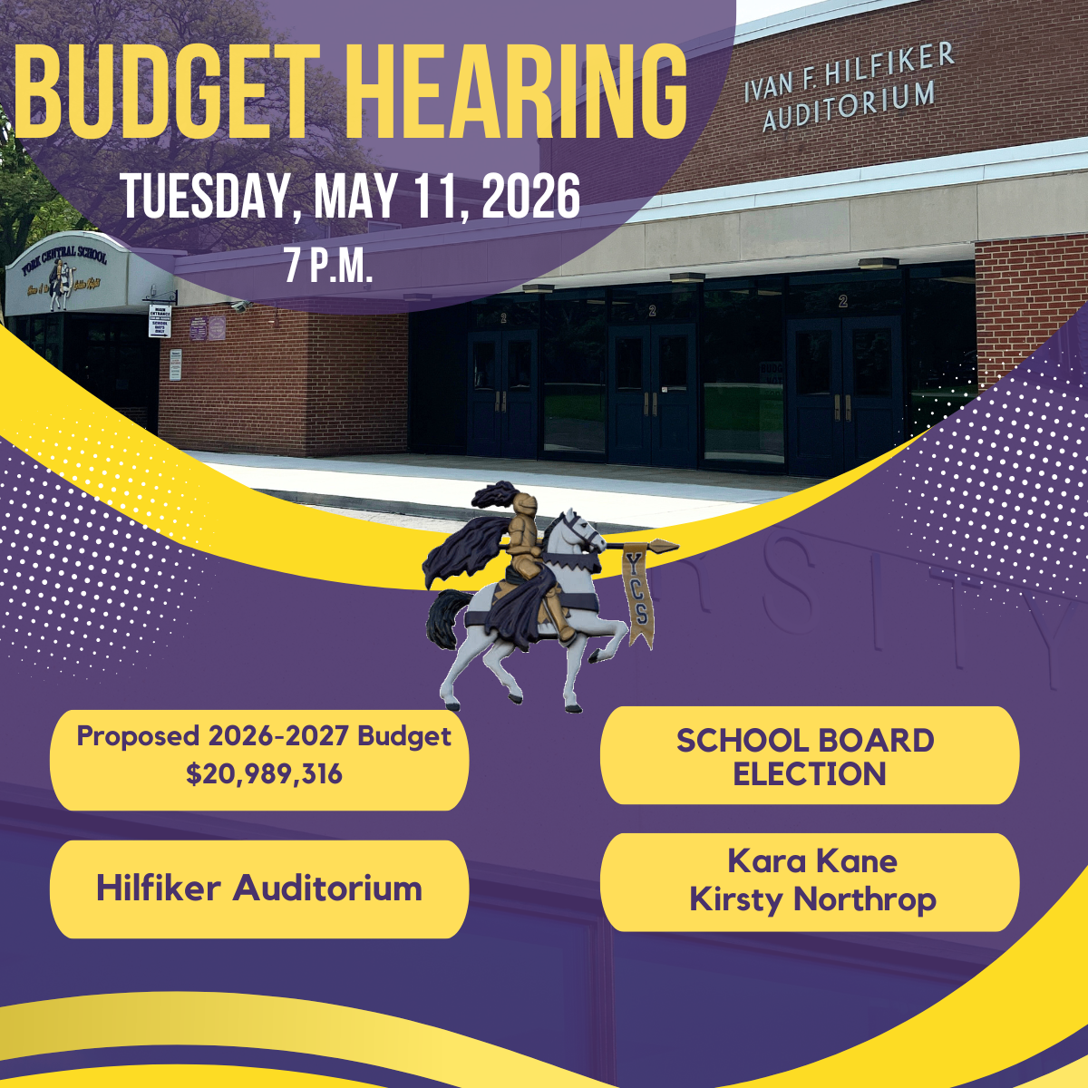 Tonight! Monday, May 11, 2026 Budget Hearing Presentation and Board of Education Candidates