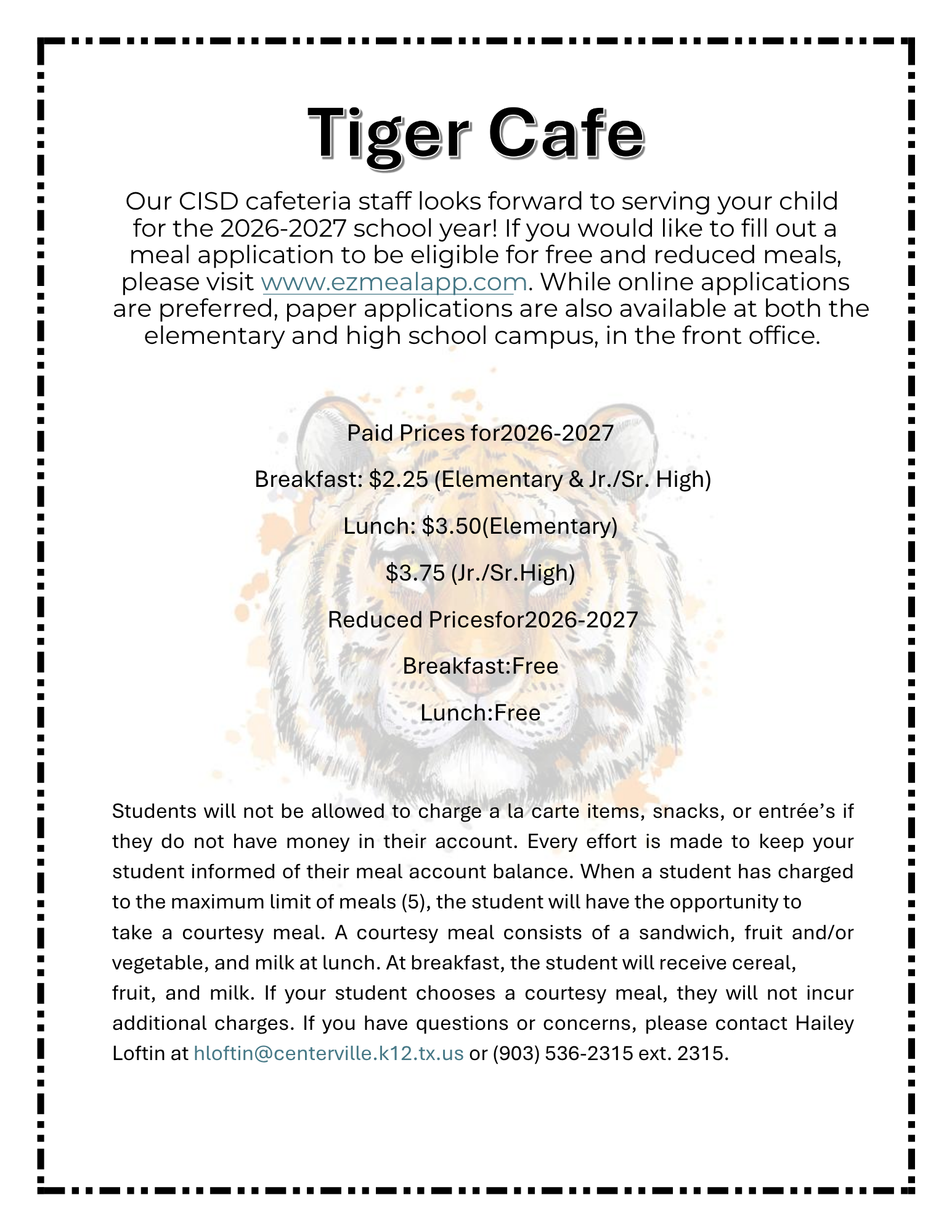 Tiger Cafe Info