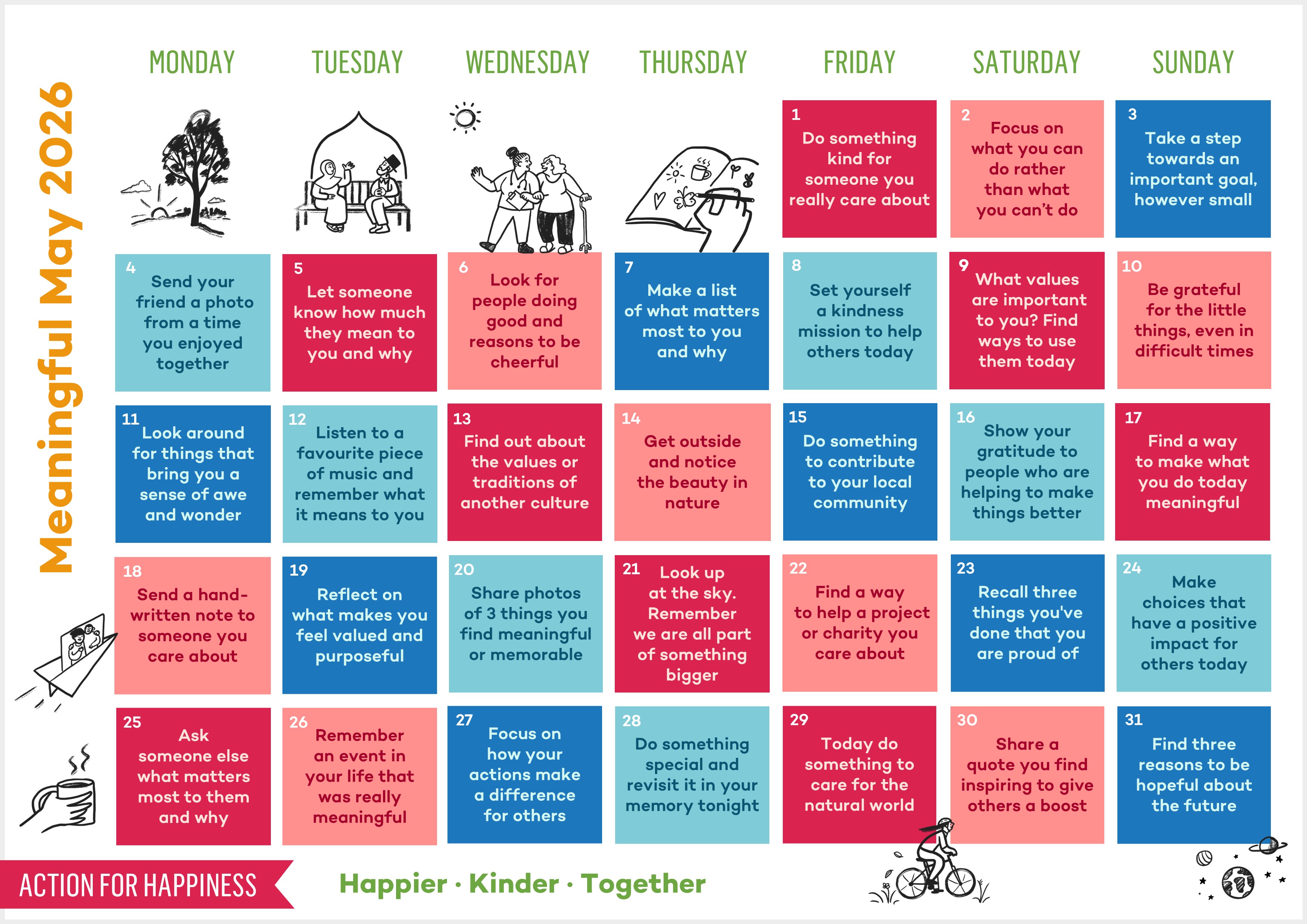 Action for Happiness: Meaningful May 2026