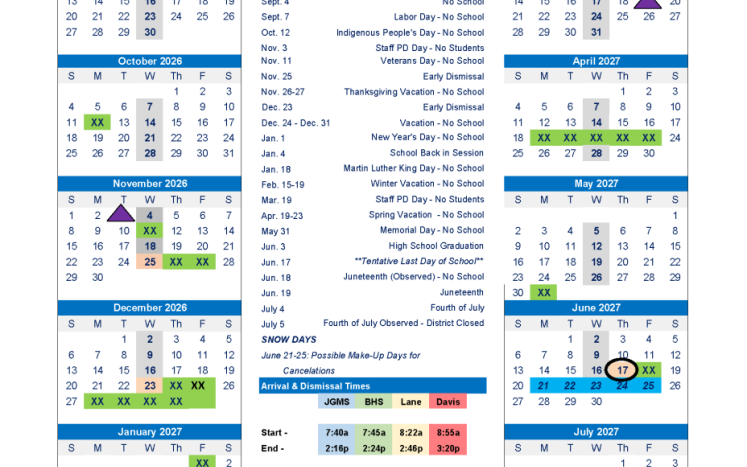 2026–2027 District Calendar & Religious Holidays Approved