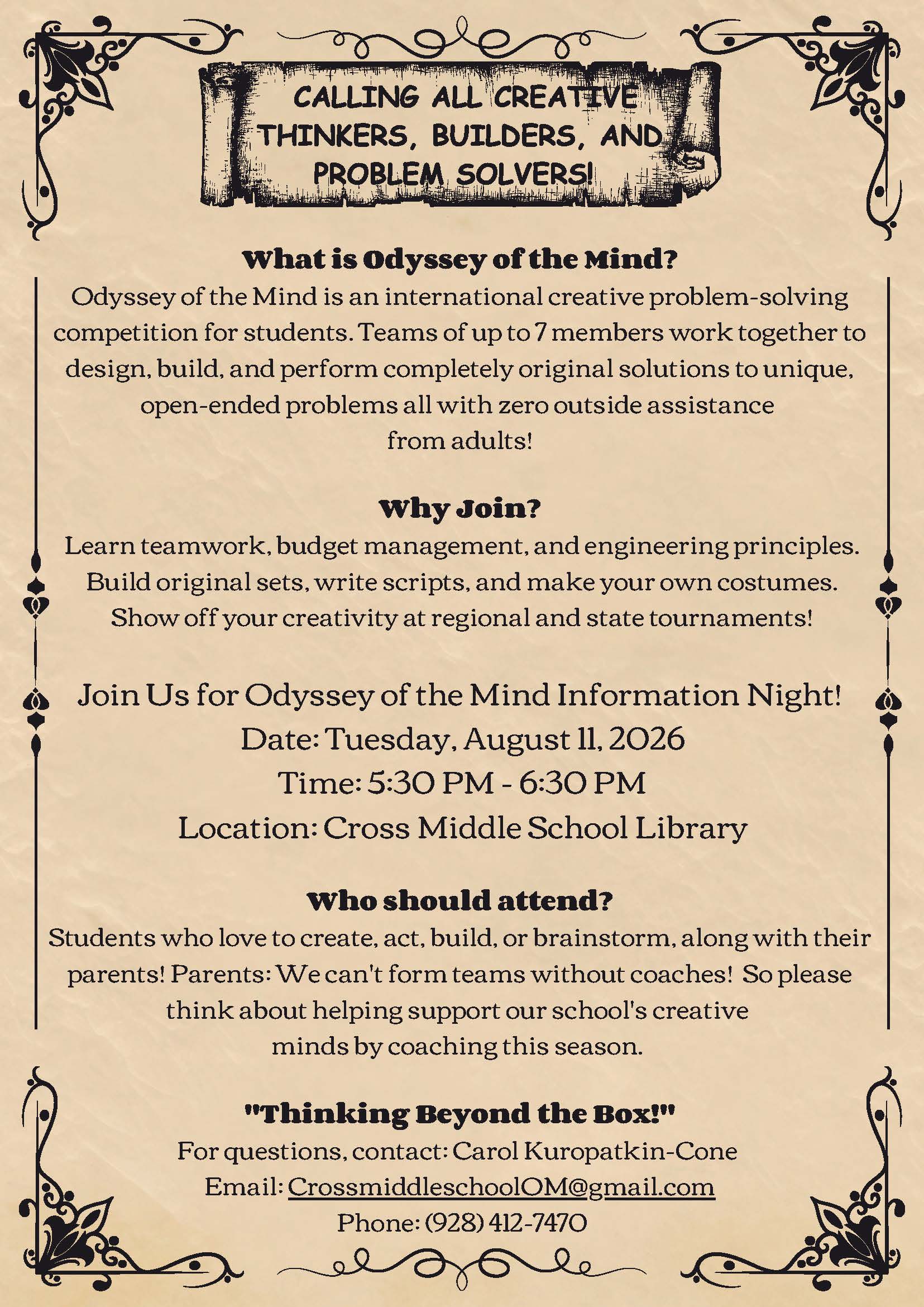Odyssey of the Mind - Parents Night