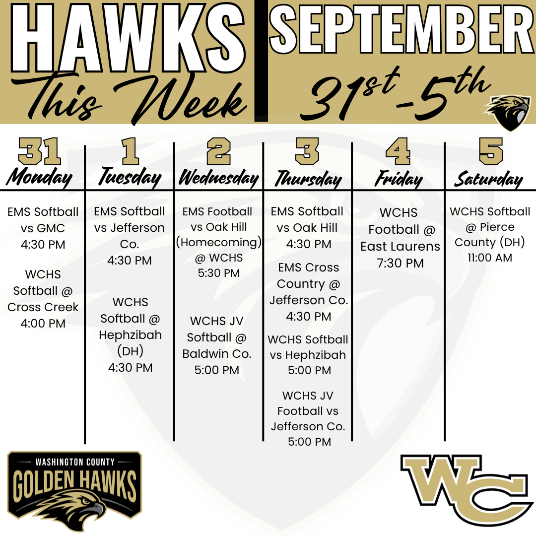 Athletics Schedule for the Week