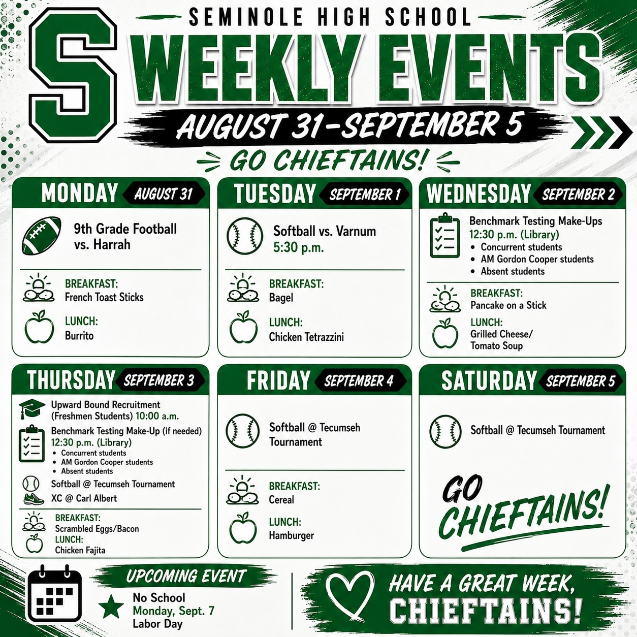 SHS EVENTS (WEEK OF AUG. 31)