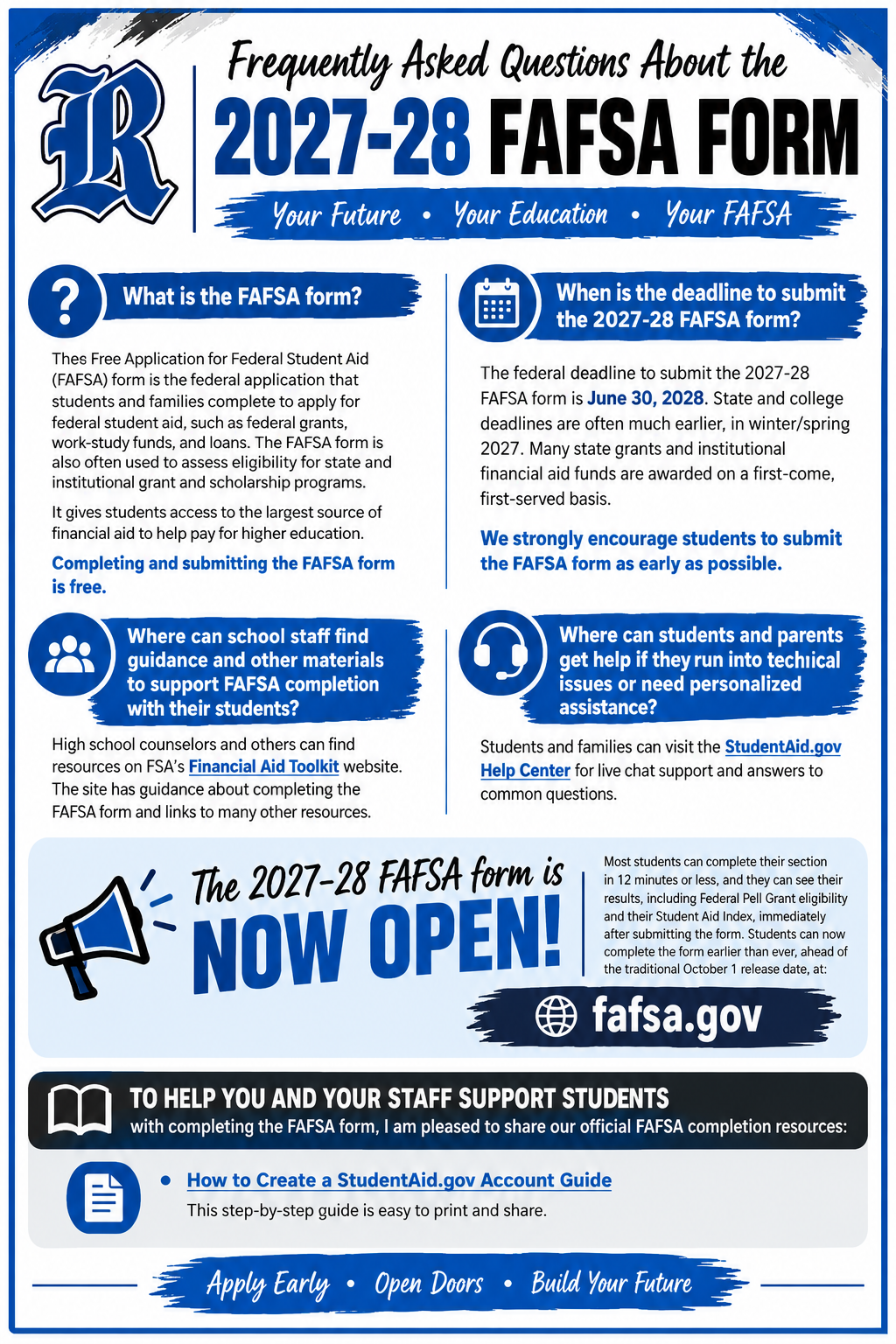 🎓 Attention Seniors! The 2027–2028 FAFSA is NOW OPEN! 💰✨